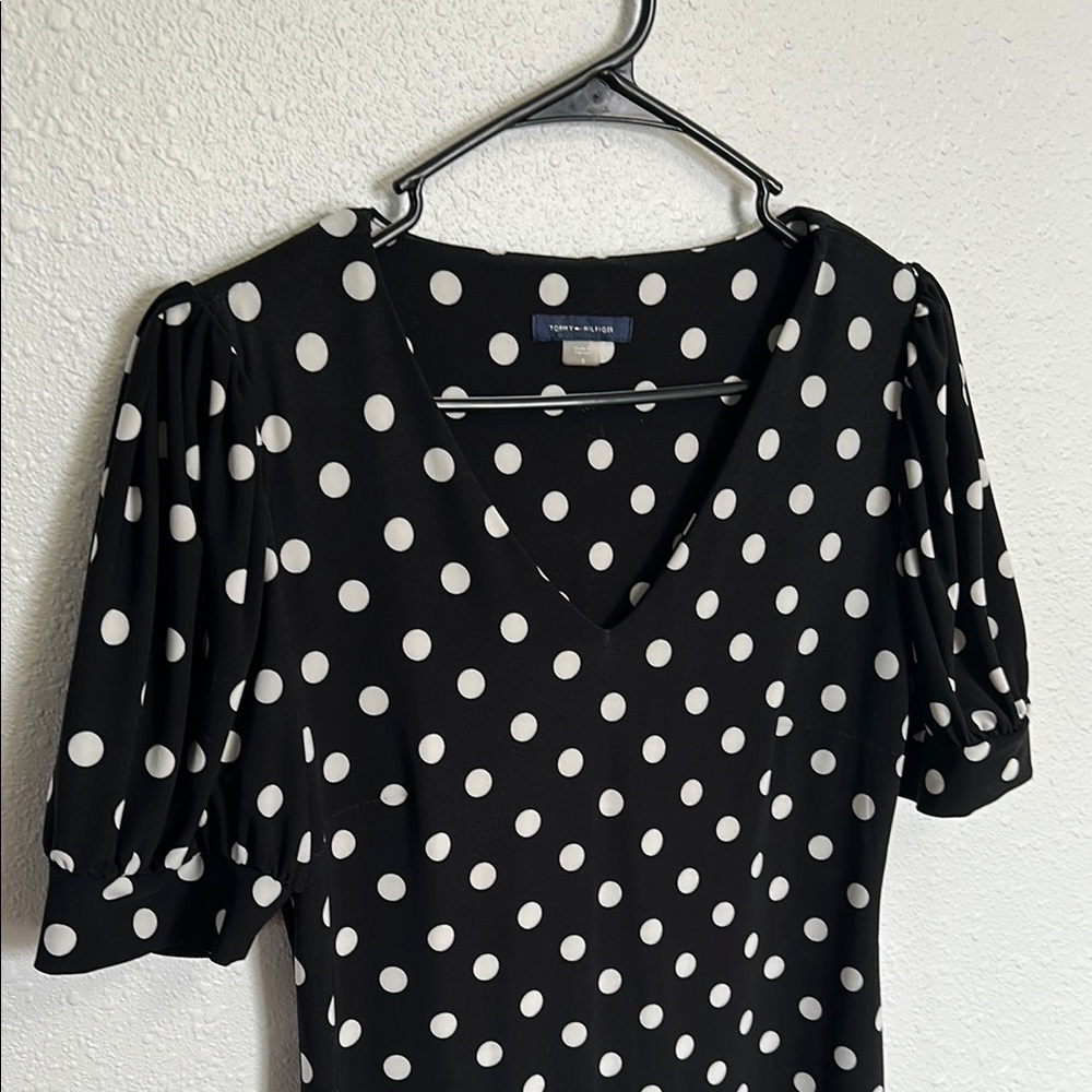 Tommy Hilfiger Polka Dot Black Shift Dress Size 6 - Picture 4 of 10